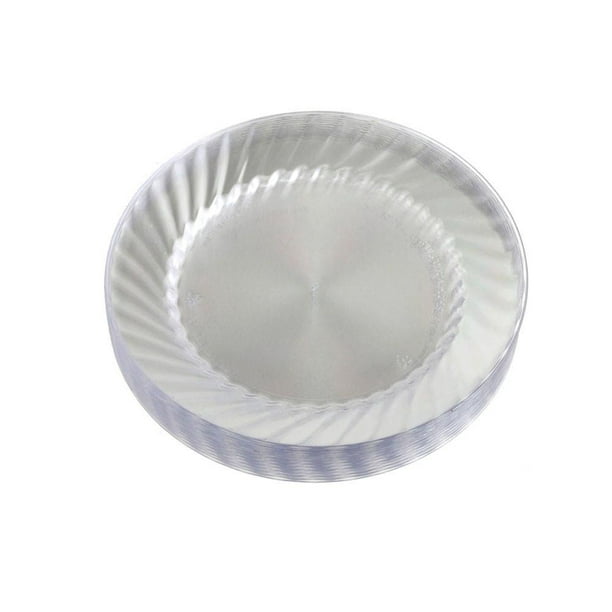 20 X  scroll design Clear Round Plastic disposible plate 18 Cm for  all occasion